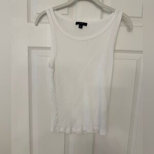 J. Crew White Ribbed Cutaway Tank Size Small